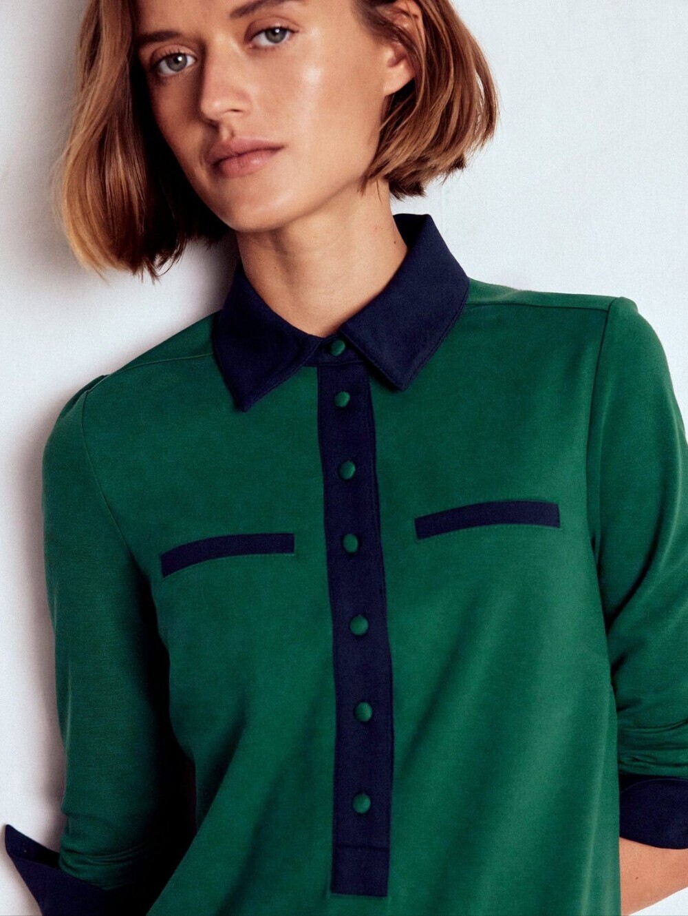 NWT Boden Georgina Ponte T-Shirt Mini Dress Green Blue Sz 8 Casual Boho Feminine - Picture 4 of 14
